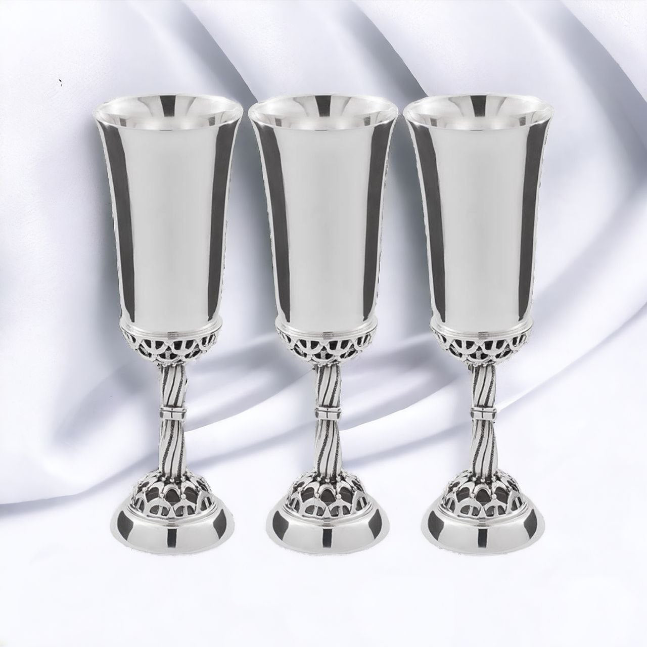 Sterling Silver Short Glasses Gift Set for 3 Person in a Gift Box