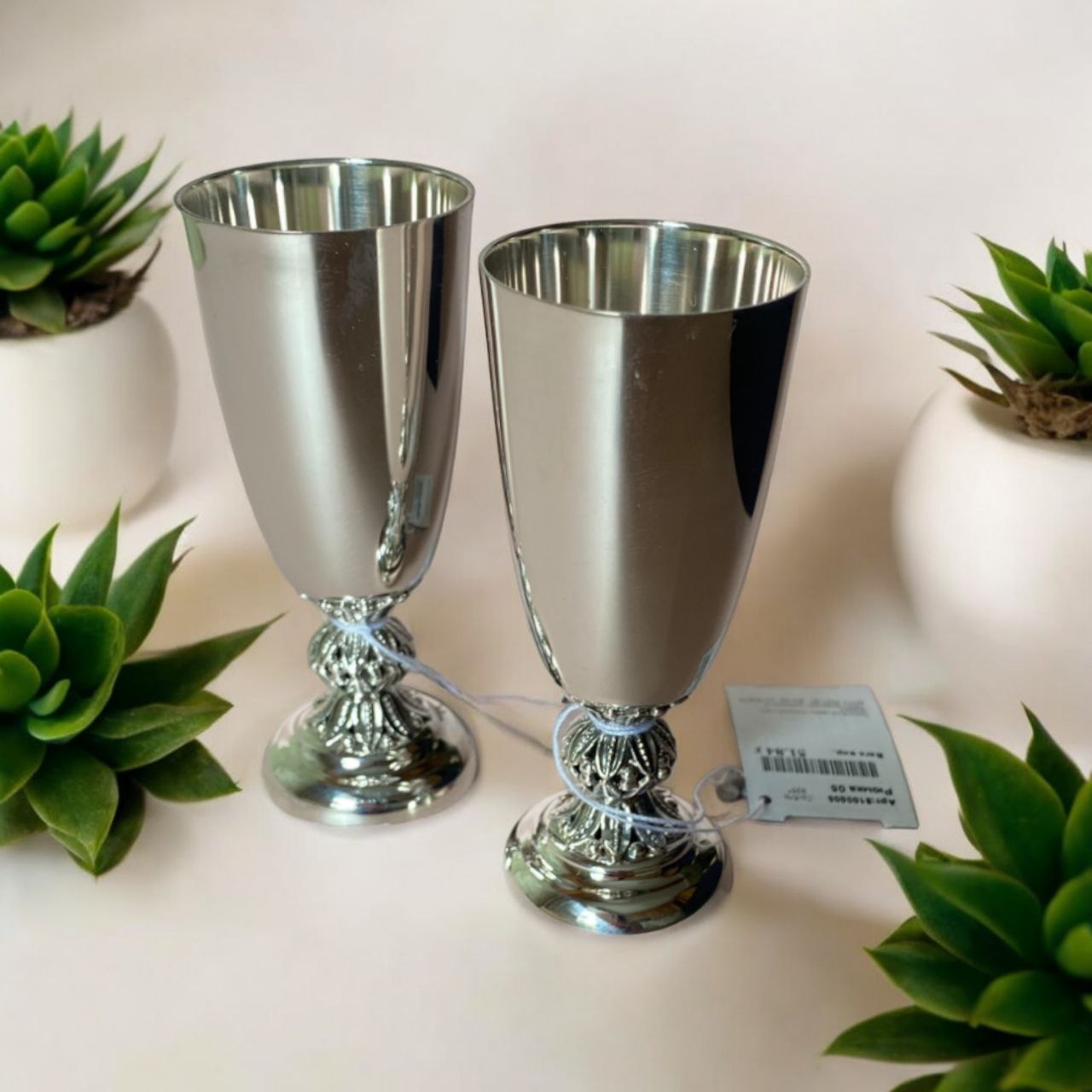 Sterling silver short glass, set gift of 2 or 6, vintage barware stemmed drinking cups, custom engraved goblets in a charming gift box.