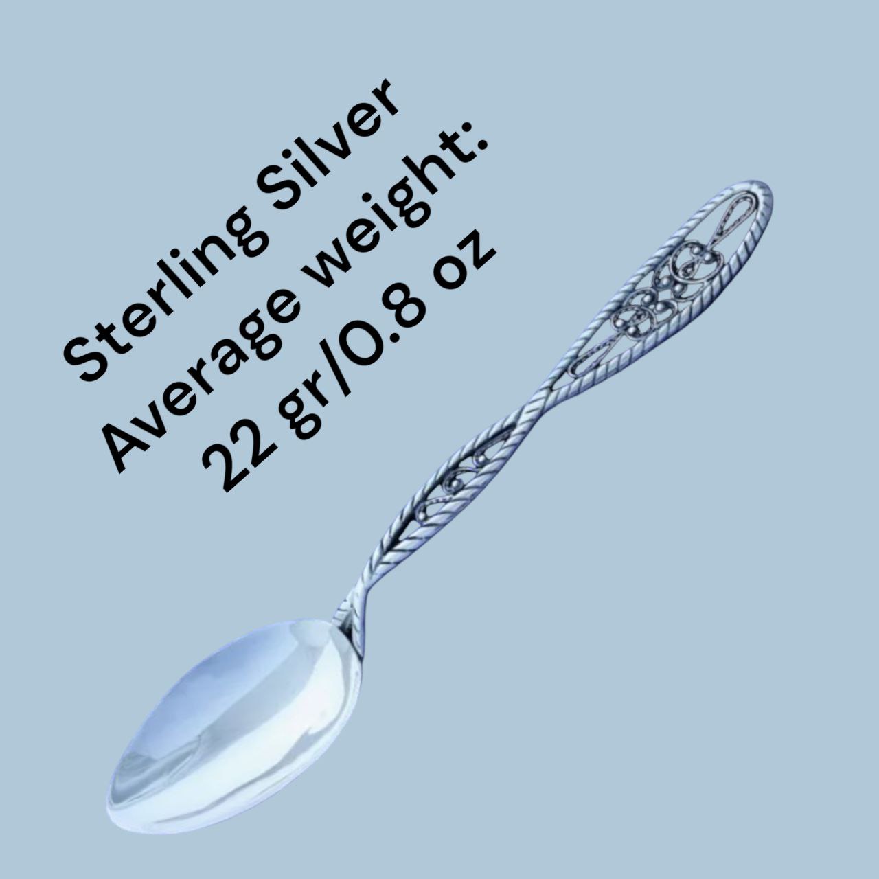 Handcrafted Sterling Silver Tea Spoon with Intricate Vintage Handle - Elegant Artisanal Silverware