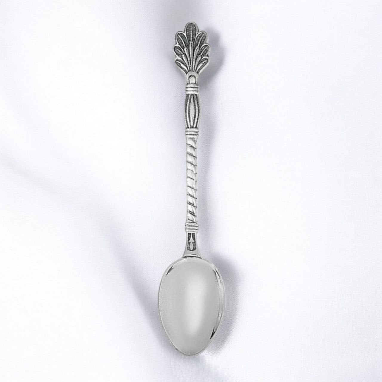 Luxury Sterling Silver Tea Spoon with Peacock Tail Handle – Elegant Artisan Design, Perfect Gift for Tea Enthusiasts