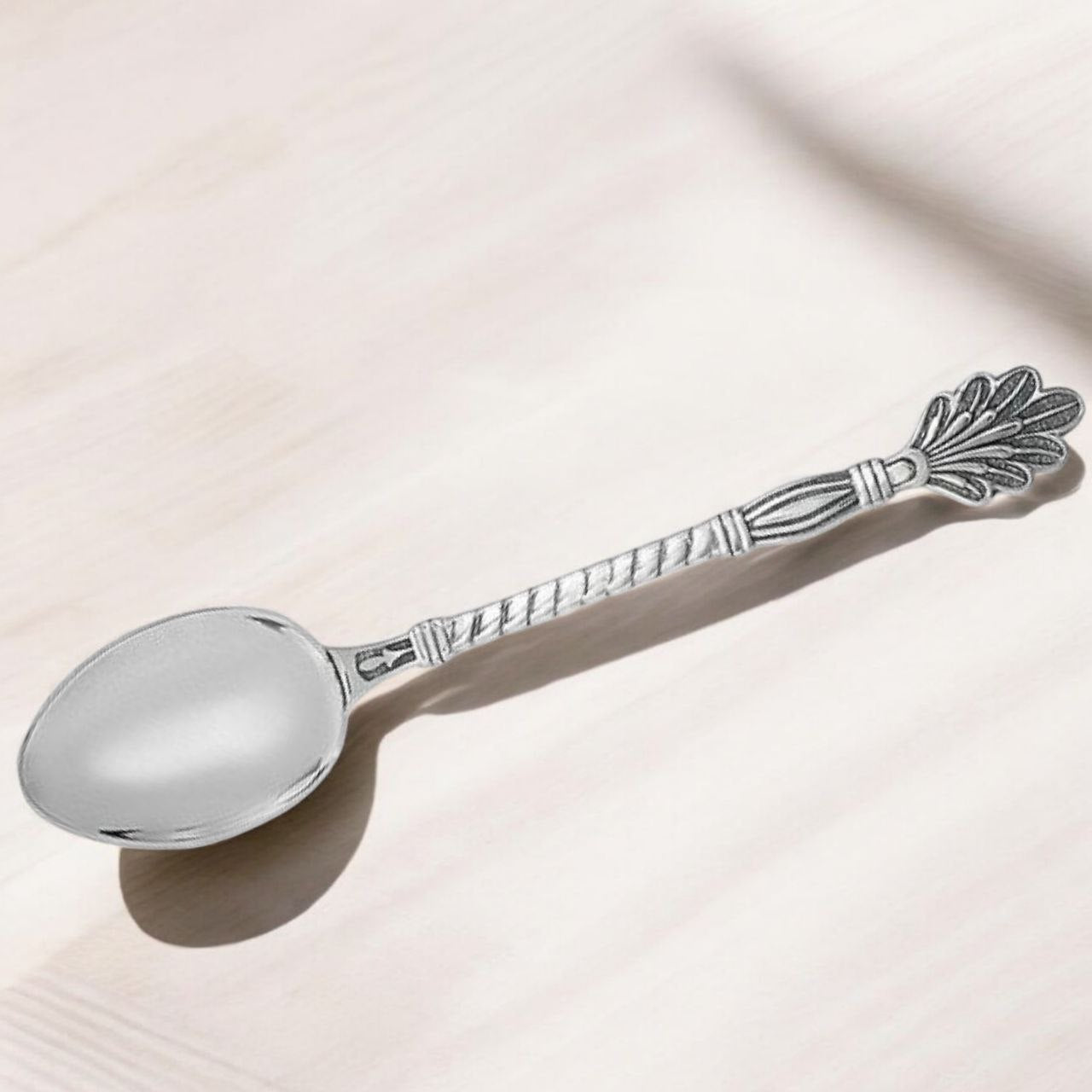 Luxury Sterling Silver Tea Spoon with Peacock Tail Handle – Elegant Artisan Design, Perfect Gift for Tea Enthusiasts