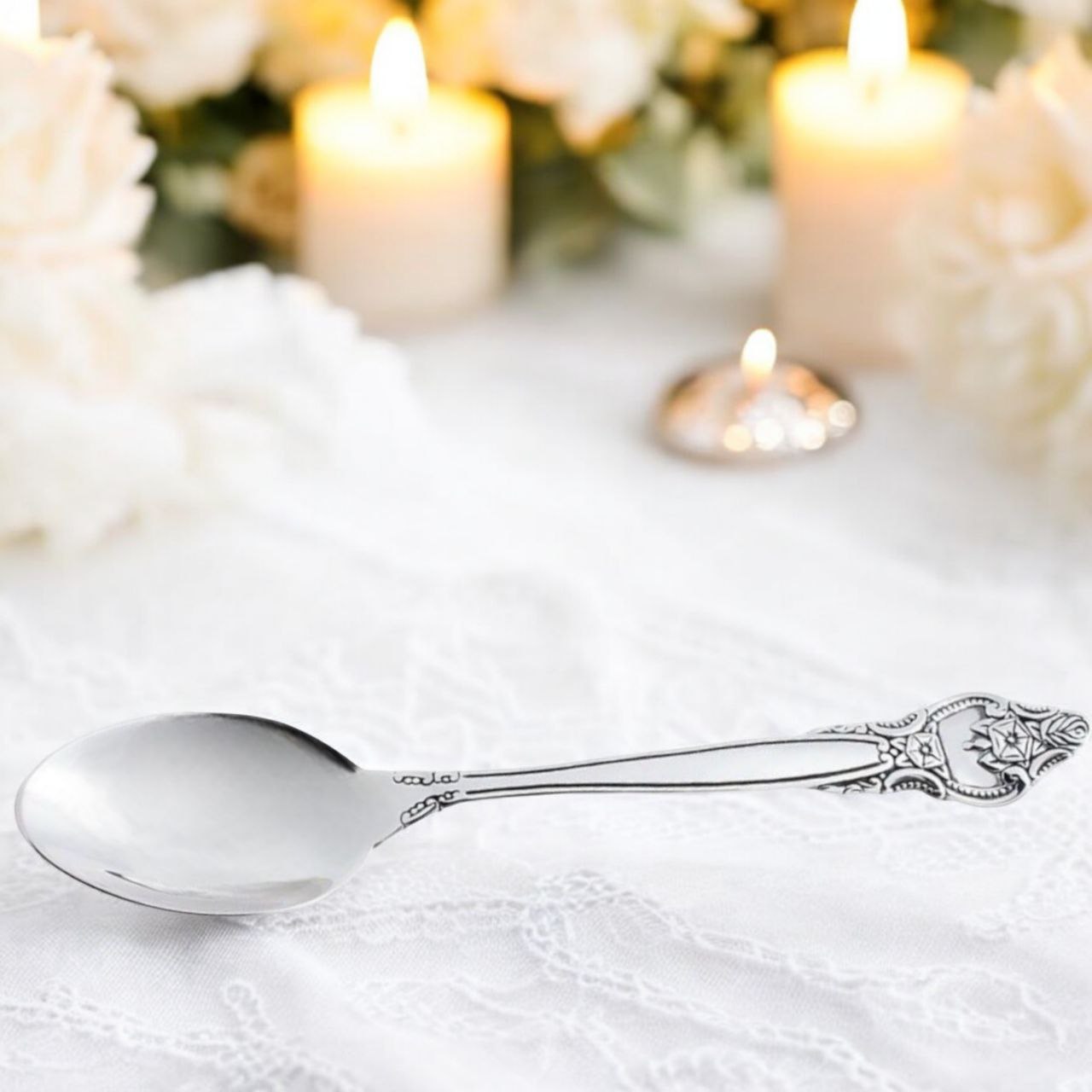 Handcrafted 925 Sterling Silver Rosette Tea Spoon Set for 6 - Timeless Elegance - Memorable Gift