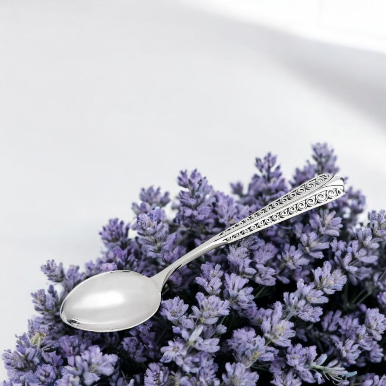 Handcrafted Sterling Silver Spoon with Patterned Handle – Luxury Gift for Collectors and Fine Dining Enthusiasts