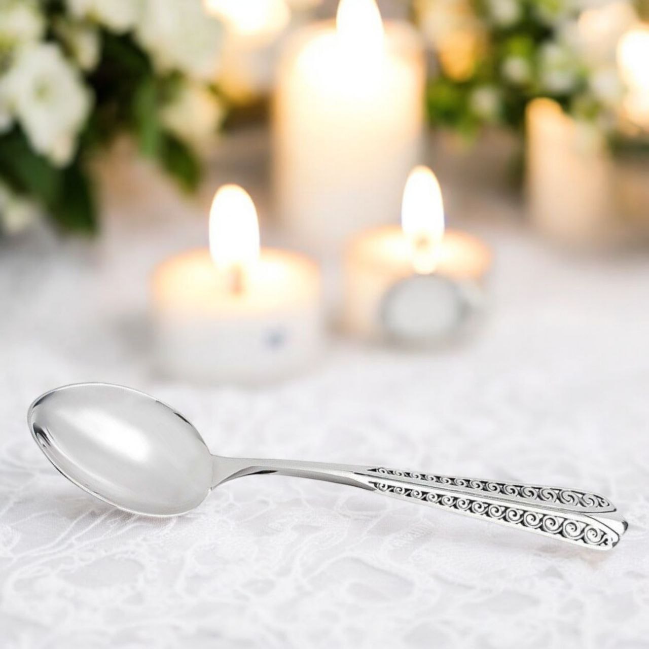 Handcrafted Sterling Silver Spoon with Patterned Handle – Luxury Gift for Collectors and Fine Dining Enthusiasts