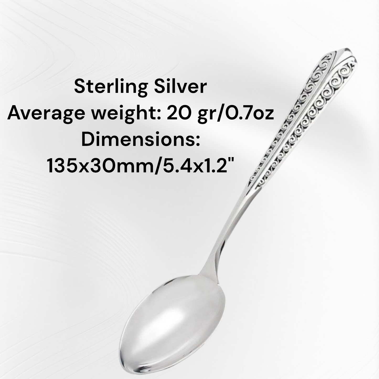 Handcrafted Sterling Silver Spoon with Patterned Handle – Luxury Gift for Collectors and Fine Dining Enthusiasts