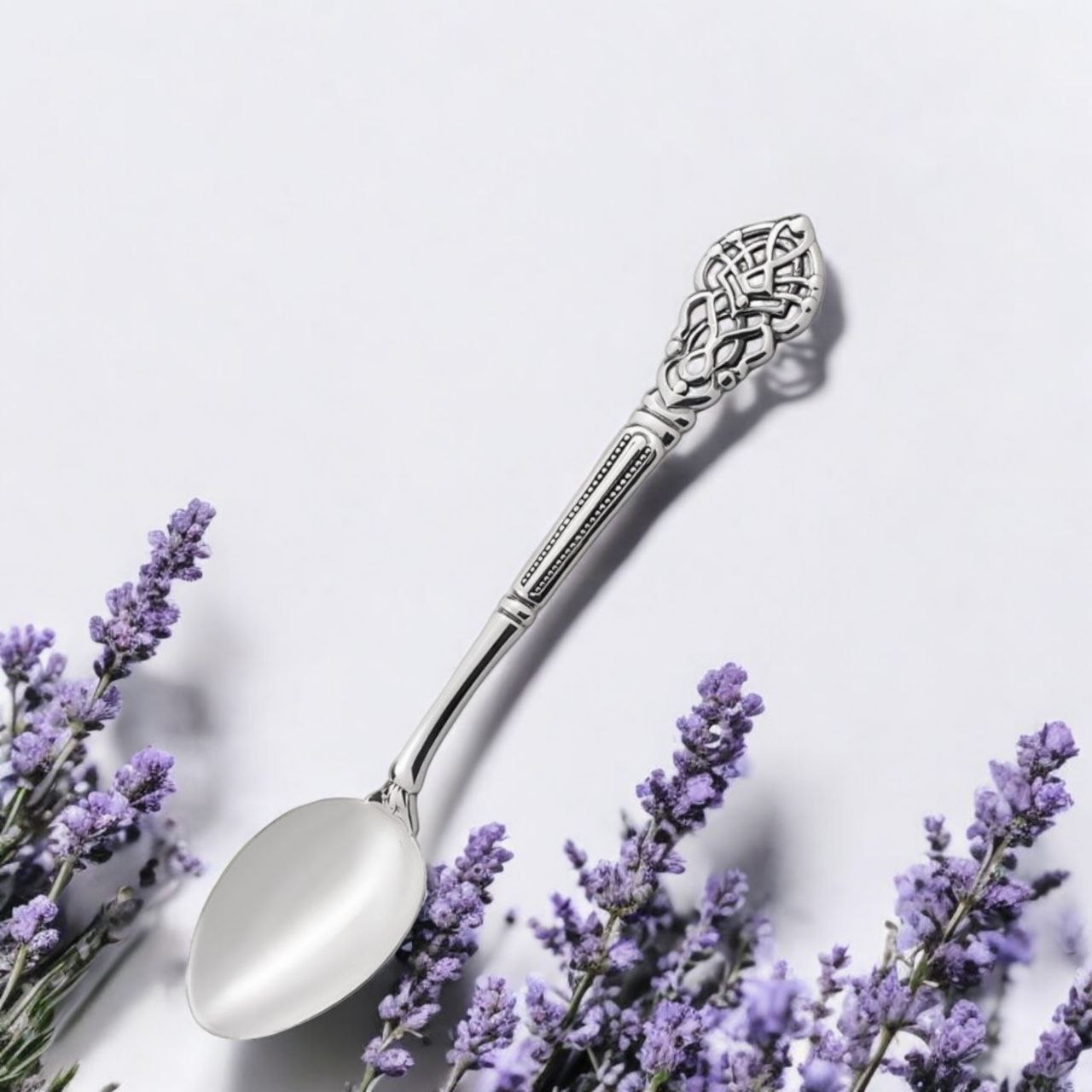 Handmade Sterling Silver Spoon with Ornate Filigree - Luxury Silverware Gift - Elegant Vintage-Inspired Flatware for Fine Dining & Collecting