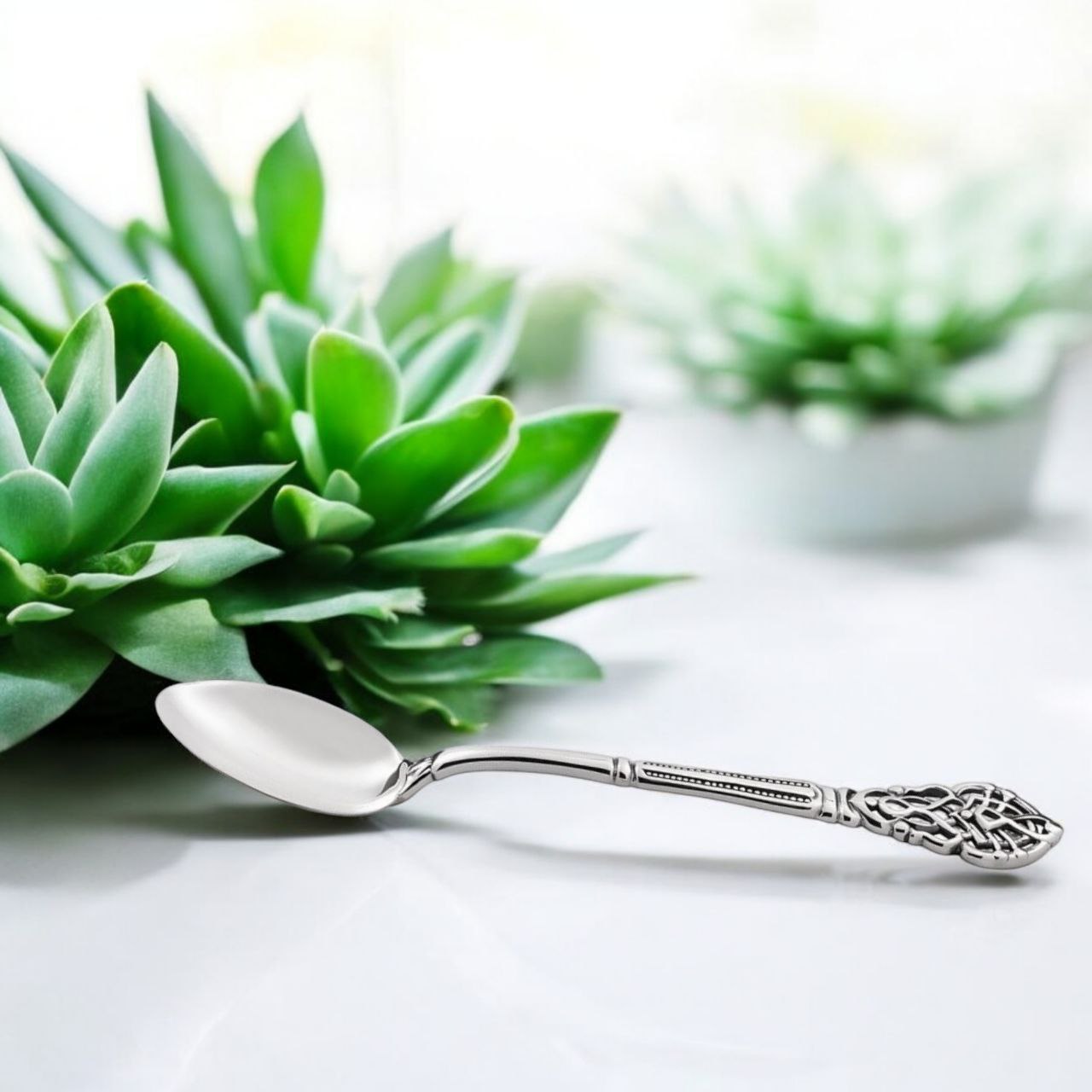 Handmade Sterling Silver Spoon with Ornate Filigree - Luxury Silverware Gift - Elegant Vintage-Inspired Flatware for Fine Dining & Collecting