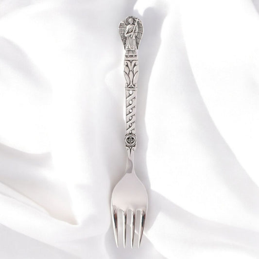 Handcrafted Sterling Silver Fork with Angel Motif – Luxury Collectible Silverware, Elegant Gift for Special Occasions