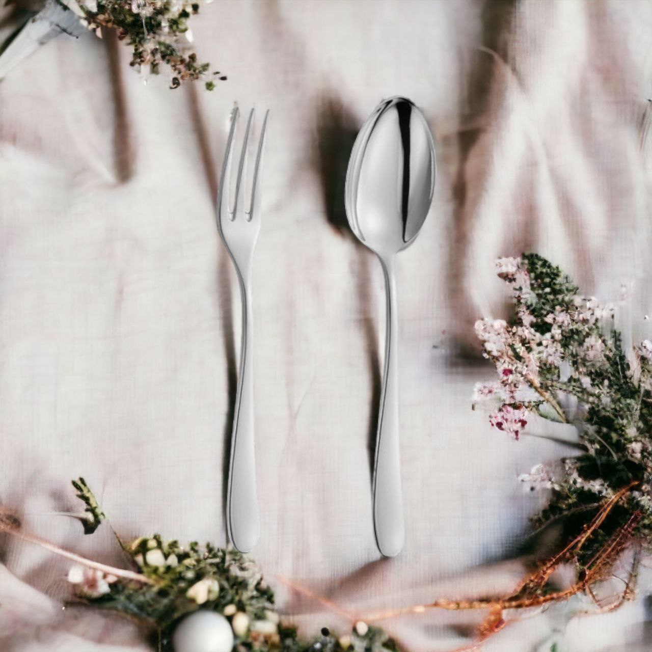 Silver Table 2 pieces Set Floral design (spoon, fork)