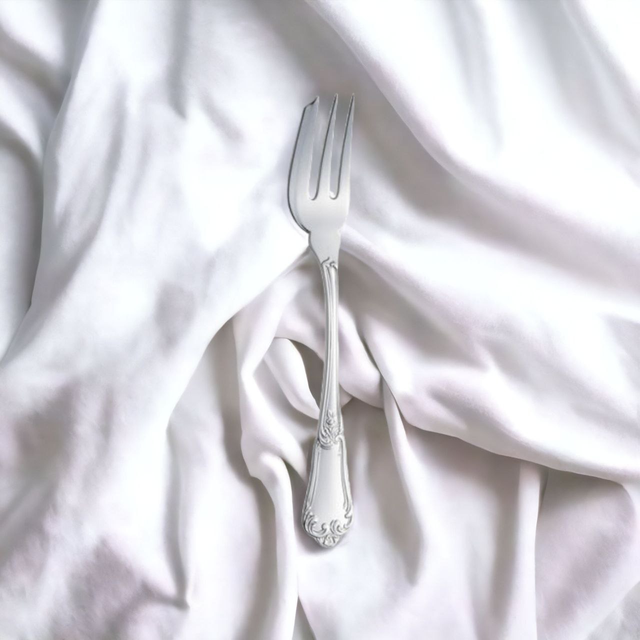 Silver Cake Fork Floral design